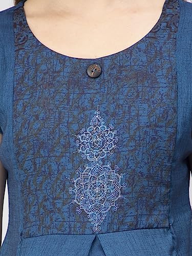 Image of CEE 18 Cotton Rayon Straight Maternity Feeding Kurti for Women with Zippers | Maternity Dress in Breathable Fabric for Pre and Post Pregnancy & Nursing for Mom (Small, Blue)