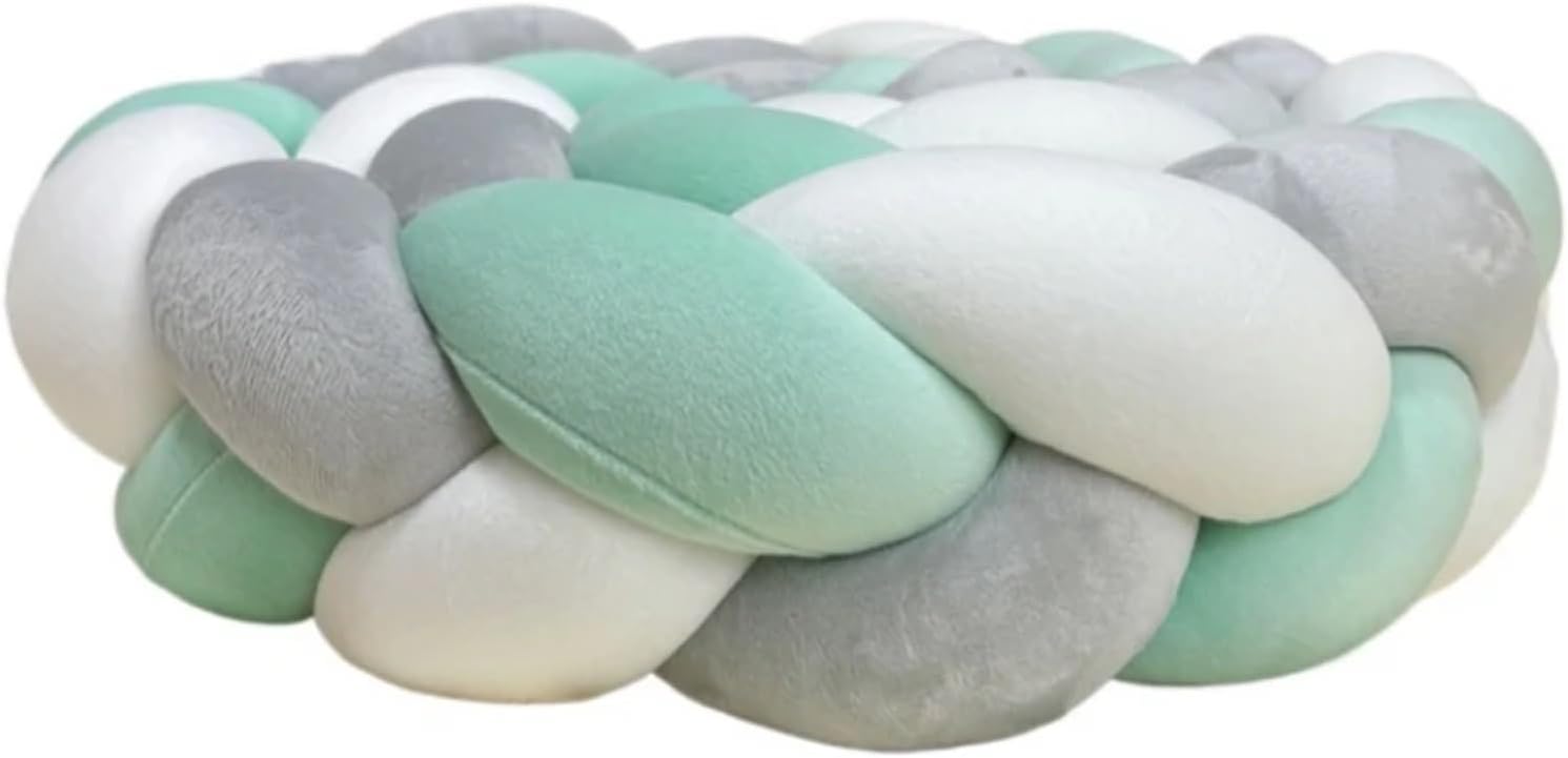 Knot Pillow Handmade Knotted Floor Mat Woven Decorative Pillow Comfortable Soft Stitched Knitted Pillow for Living Room Bed Decorations(Bumper F,Long 3M)