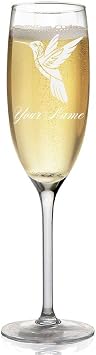 Champagne Glass, Hummingbird, Personalized Engraving Included