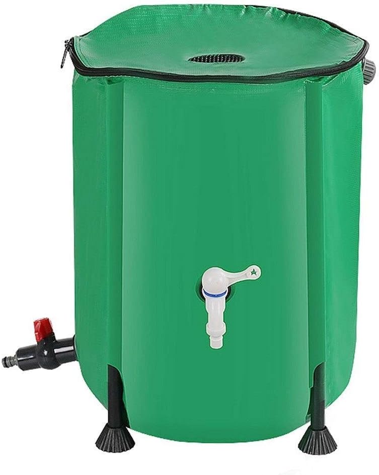 Wall Art Foldable Rain Barrel Kit, High Capacity Water Collection Container, PVC Coating with Filter Element, Drinking Water Storage Tank,Green,500L/80 * 98Cm (Green 225L/60 * 80Cm)