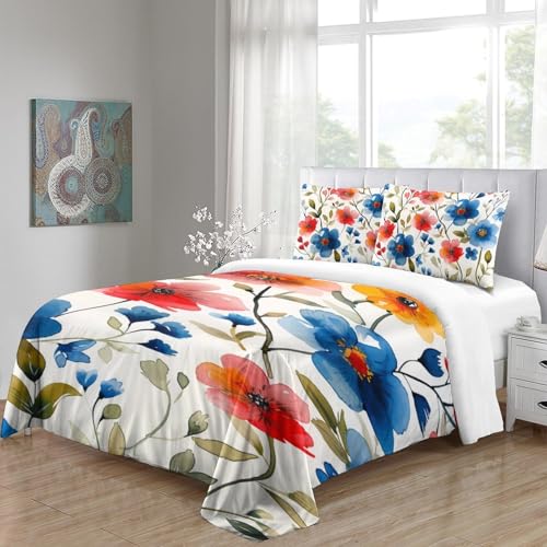 Housse de couette microfibre respirante et douce lit simple fleurs 3D - 5