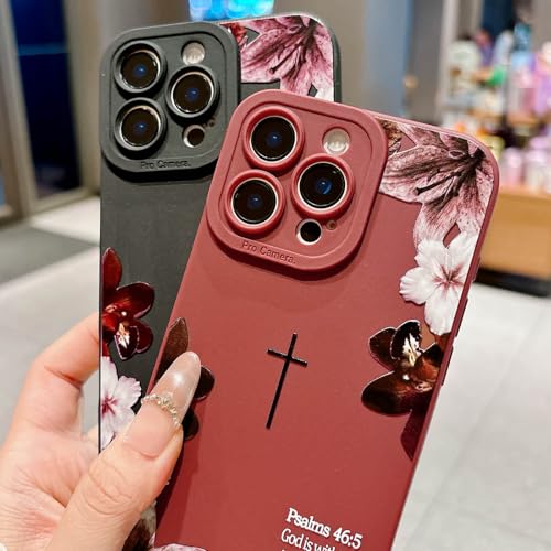 VirgoCCY Coque de téléphone avec verset biblique pour iPhone 17 Pro, jolie croix simple avec motif floral, coque de protection antichoc en TPU souple pour filles et femmes, noir – vue 8