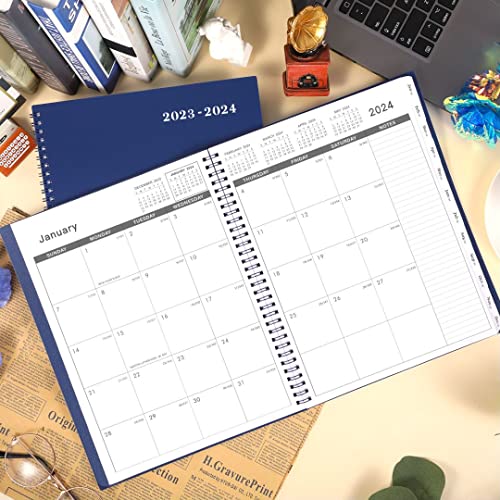 Monthly Planner/Calendar 2023-2024 - 2023-2024 Monthly Planner, Jul. 2023 - Dec. 2024, 8.5" X 11", 18-Month Planner With Tabs & Pocket & Label, Contacts And Passwords, Thick Paper, Twin-Wire Binding - Navy By Artfan #TOP7