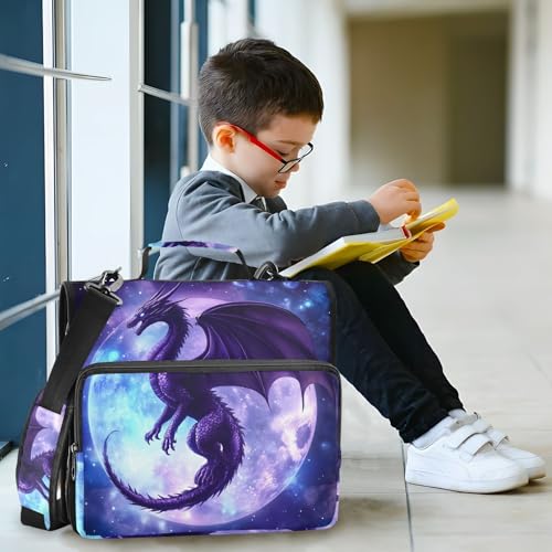 Image of 3 Ring Zipper Binder with Shoulder Strap Dragon Moon 1.5 inch Binders Keeper Large Capacity Multi Pockets for School Office Supplies