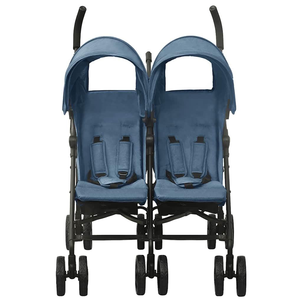 Poussette Double, Poussette Deux Places pour Jumeaux Pliable Bleu marine Acier