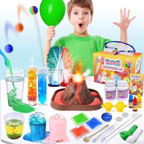 UNGLINGA Kits de Ciencia 30+ experimentos para niños, Juguetes educativos Stem, Regalos para niños y niñas, Juego de química, Bola rebotante, volcán, Herramientas científicas