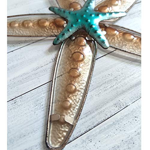 JOYBee Metal Fused Glass Starfish Wall Art Decor,Sea Life Nautical Home Decor,Wall Art13.25inch*12.75inch, Decoration For Garden,Home,Patio,Kitchen,Bathroom, Coastal Decorations - Image 4