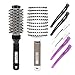 Elfirly Brosse à cheveux ronde avec poils de sanglier pour brushing, 6,3 cm, brosse à cheveux ronde ionique en céramique incurvée ventilée et 6 pinces à cheveux