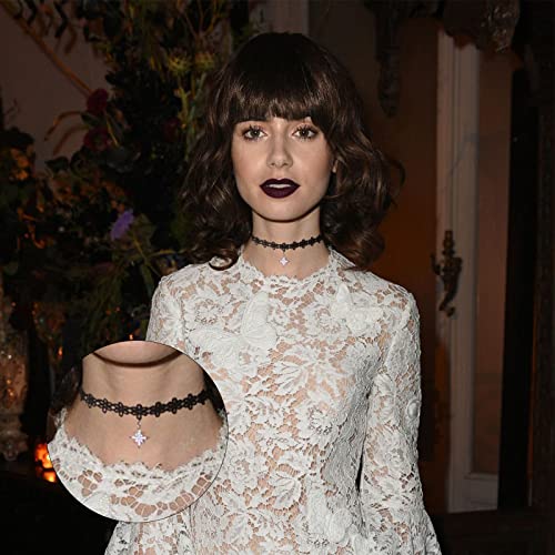 Errally Black Choker Necklace For Women Halloween Goth Lace Collar Chokers Victorian Wedding Party Cosplay Sexy Elegant Womens Jewelry Sets(6 Pcs) #TOP5