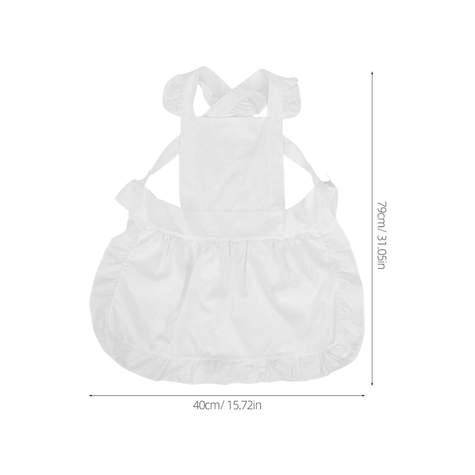 NUOBESTY Grembiule da Cameriera in Cotone Bianco con Tasche Regolabile Gonna Grembiule Lunga Vintage per Donna Professionale per Ristoranti e Hotel