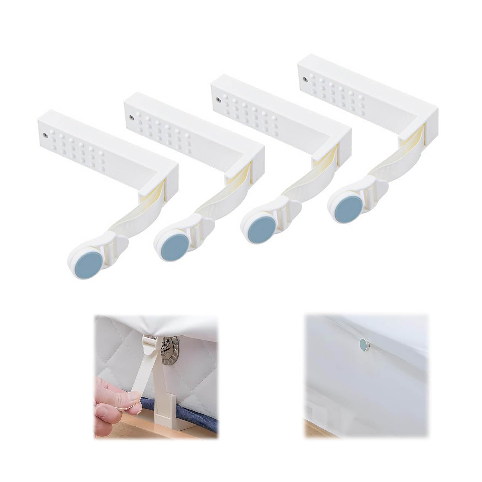 Bgcyegd Blue Adjustable Bed Sheet Clips, Universal Straps, Fasteners, Holder And Storage - Elastic Grippers That Hold Slip And Fall Out (Blue)