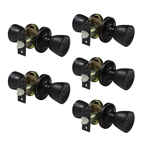 Black Friday - 60% OFF Gobrico Pack of 5 Tulip Style Lever Bath/Bed Door Knob Privacy Keyless Interior Door Lock Oil Rubbed Bronze