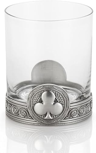 Royal Selangor Ace Collection - Vaso de whisky Pewter Clubs de 10 onzas, vaso de lujo para beber coñacbourbonescocéscóctel