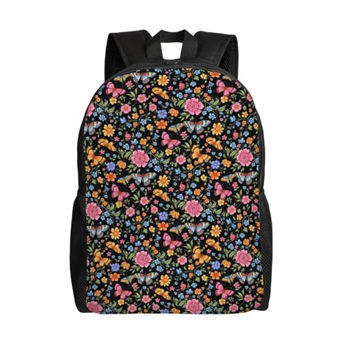 Travel Hiking Daypack Colorful Butterflies Flowers Backpack Shoulder Bag, Casual Climbing Men Women