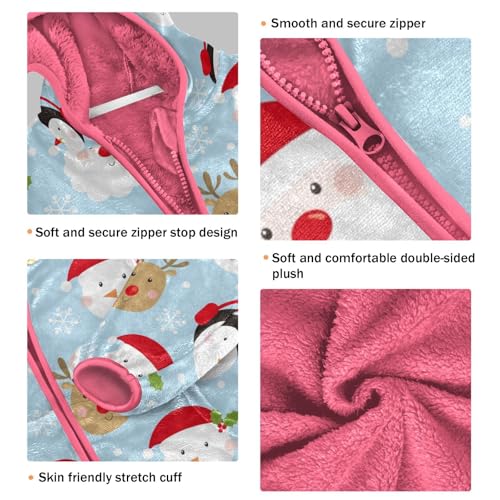 OTVEE Christmas Santa Penguin Reindeer Kids Hoodie Jacket Fall Spring Full Zip Warm Outwear Coat3