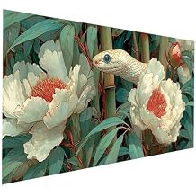 5D Snake Diamond Art Kits for Adults Flower Paint by numbers Kit for Adults with Diamond 36x72 Inch, DIY Full Drill Cross Stitch Embroidery Rhinestones Wall Art Crafts Room Decor Gifts JXL-13238