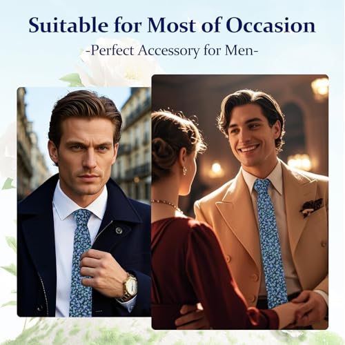 Image of Floral Ties Skinny Tie for Men, Cotton Mens Neckties for Weddings | 2.56'', floral, slim, soft and comfortable, men's neckties for casual, business, party, daily, dating