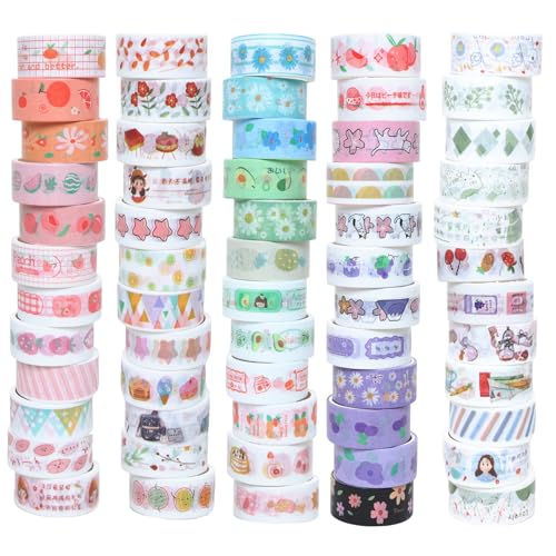 Sdfvsdg 60 Rolls Holiday Washi Tape Set Decorative Tape Seasonal Bohemian Colored Tapes Colorful Cute Washi Tapes for Scrapbooking Supplies Kit Journaling Supplies Spring Summer Wrapping Craft