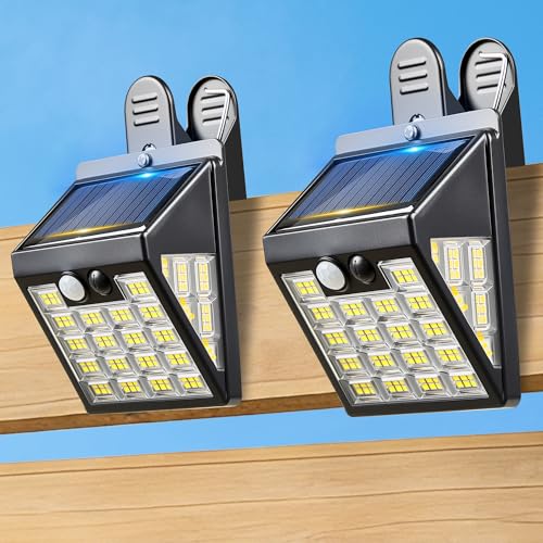 Lampe solaire pour terrasse et balcon lot de 2 éclairages nomades 160 LED à clipser facilement