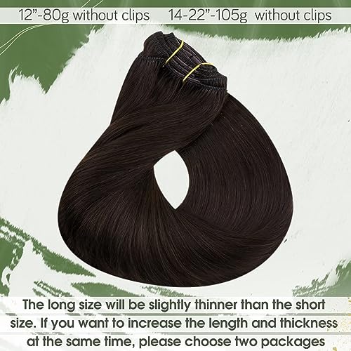 Hetto Clip in Hair Extensions Real Human Hair Dark Brown 16 Inch 120g 7pcs, Invisible Hair Extensions Clip in Human Hair - Image 3