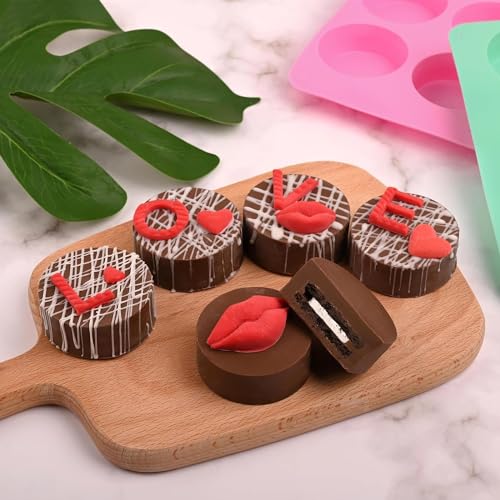 Image of Round Mould, Oreo Cookie Size 12-Cavity Cylinder Chocolate Cover Cookie Molds for Candy Mini Cakes Pancake Panna Cotta Muffin Jelly Baking soap Bath Bombs showerlotion Bars Candle.