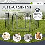Juskys Welpenauslauf Plus 160x160x80 cm - Welpenlaufstall 8-teilig aus Metall - Freigehege mit Tür - Welpengitter für Hunde, Hasen & Kleintiere