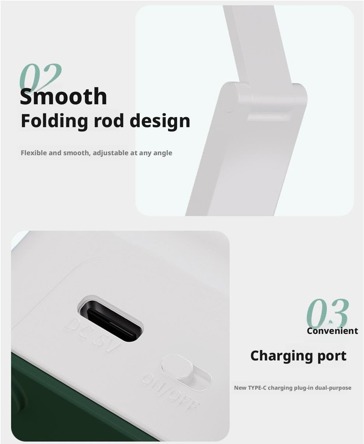 Lámpara De Lectura Lámpara De Escritorio Plegable Que Cuida La Vista con Puerto USB Y 3 Temperaturas Color Ajustables para Ojos