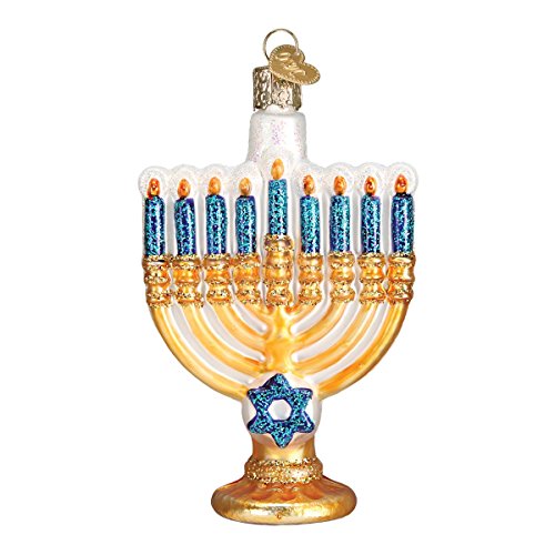 Old World Christmas Ornaments: Hanukkah Glass Blown Ornaments for Christmas Tree, Menorah