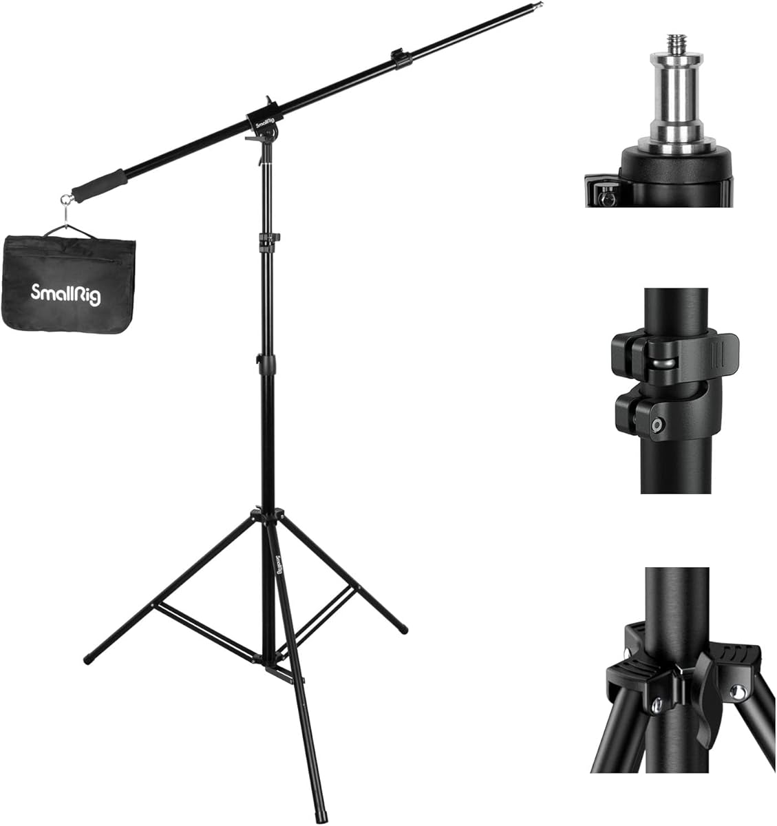 SmallRig 110"/9.2ft Photography Light Stand with Boom Arm, Heavy-Duty Aluminum Air-Cushioned Light Tripod Stand with 1/4" Screw for Softbox, Studio, Flash, Ring Light, Camera, 11lbs Max Load, RA-S280A