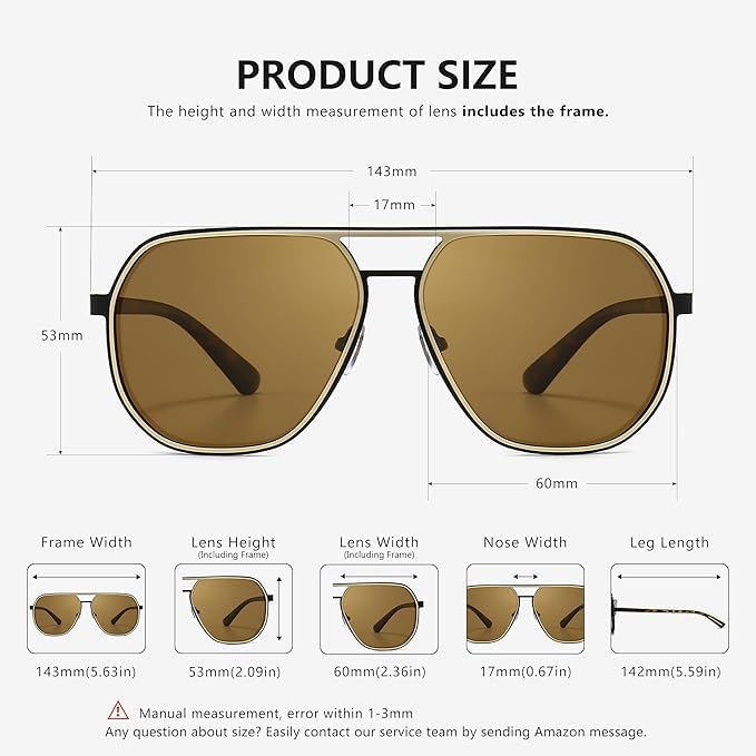 Image of SUNGAIT Polygon Aviator Sunglasses for Men Polarized Trendy Square Sun Glasses Retro Pilot Shades UV Protection