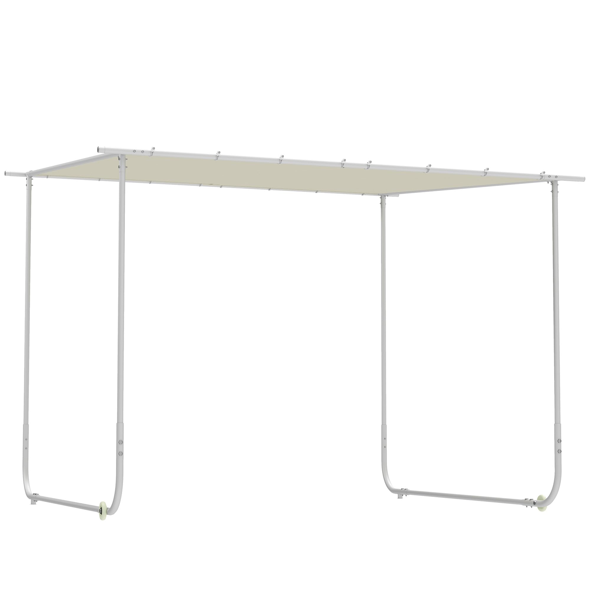 Outsunny Pérgola 3x3 m Cenador de Jardín con Ruedas Protección UV 30+ Impermeable Sacos de Arena y Marco de Acero para Patio Terraza Balcón Crema