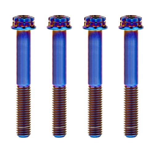 Image of Titanium Flange 12 Point Head M8 x15 20 25 30 35 40 45 50 55 60 65mm Screw Bolt Pack of 4 (M8x60mm, Burning Blue)