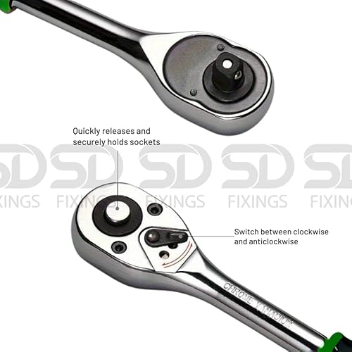 SDFIXINGS 12pcs Metric Socket Drive Set 8-24mm with Quick Release 1/2" Drive Ratchet Wrench 24 Teeth & 5" Extension Bar, High Grade Chrome Vanadium Steel, Rust Resistant, Car Garage Mechanic Home DIY 4 SDFIXINGS 12pcs Metric Socket Drive Set 8-24mm with Quick Release 1/2" Drive Ratchet Wrench 24 Teeth & 5" Extension Bar, High Grade Chrome Vanadium Steel, Rust Resistant, Car Garage Mechanic Home DIY - Image 4