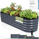 HOFGARTEN &reg; Hochbeet Metall 200x60x42 cm | 6-in-1 Hochbeete-Kit | Hochbeete f&uuml;r Garten aus Verzinktem Stahl | Rostfrei, Min. 20 J. Haltbarkeit