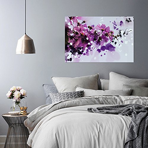 Tableau Fleurs Violet XXL 120x80 Feeby Impression Sur Toile Murale