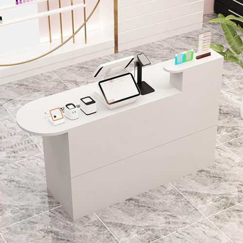 Mesa de recepción de oficina en forma de L con cajones con cerradura, mesa de madera para venta al por menor, diseño simple para áreas de recepción, mobiliario de recepción funcional y elegante