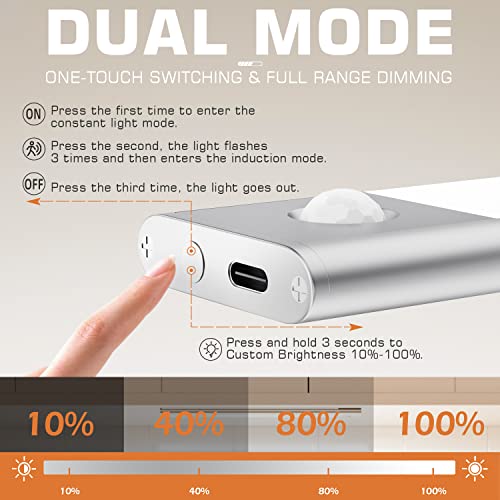 Under Cabinet Lights, Closet Lights, Wireless Led Motion Sensor Light Indoor, 2000Mah Rechargeable Magnetic Strip Lights, Under Counter Lights For Kitchen, 2 Mode Battery Operated Wall Lights, 2 Pack #TOP2