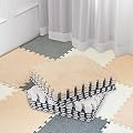 Amylove 36 Pack Plush Foam Floor Mat Square Interlocking Carpet Tiles with Border Fluffy Play Mat Floor Tiles Soft Climbing Rugs for Bedroom Playroom, 12 x 12 x 0.4 in(White, Light Gray, Camel)
