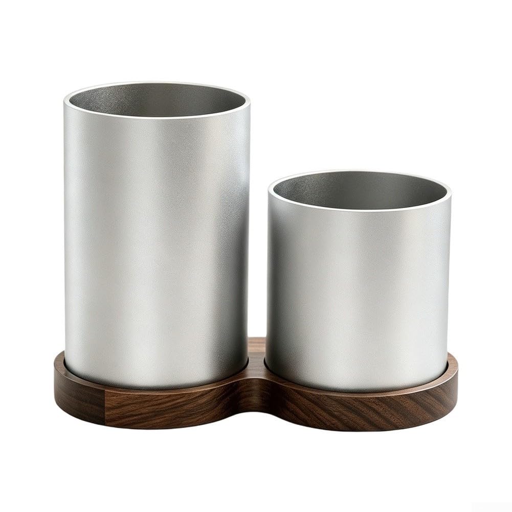Portautensilios Cocina Estable para madera 19.5cm para dorado(Argent)