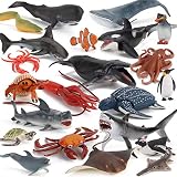 22 PCS Sea Marine Animal Figures Ocean Creatures Action Models Fish Whale Shark Turtle Figurine Orna
