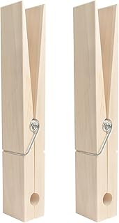 2 Wooden Clothespins, 12-Inch Giant Clothespin Towel Rack, Wooden Natural Giant Clothespins for DIY Crafts, Wedding and Bathroom Decoration (Log)