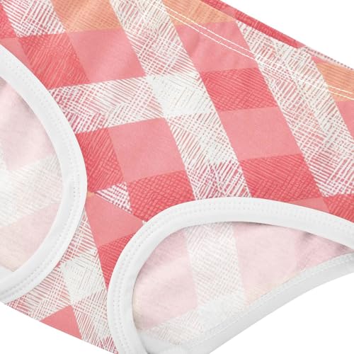 Cotton Toddler Girls Underwear Geometric Plaid Motifs Coral Red Girl Panties Cute Aesthetic Undies Kids Briefs 2t4