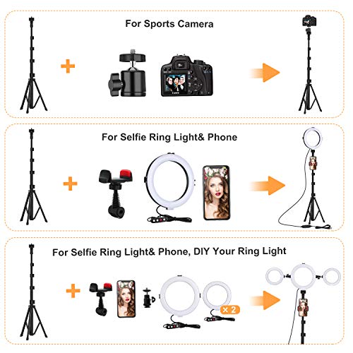 Selfie Ring Light with Tripod Stand - Dimmable Makeup Ring Light Led Camera Ringlight with Tripod and Phone Holder for Live Stream/Makeup/YouTube Video, Compatible for iPhone Android, Remote(Upgraded)
