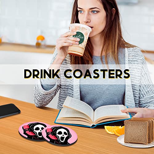 Swooflia Coasters For Drinks Coffee Table, Hilarious Ghost Funny Silicone Absorbent Cup Coaster Set Housewarming Gift Kitchen Home Wooden Desk Office Bar Tabletop Decor 6 Pack #TOP6
