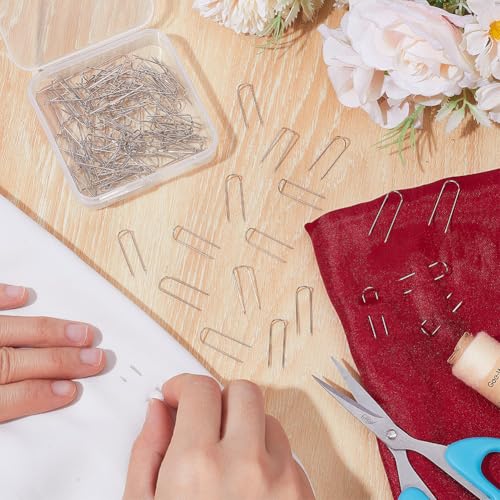 Miniatura 3 de Sofplate 1 Caja De 100 Alfileres De Costura Plateados En Forma De U Alfileres Rectos En Forma De U Agujas De Horquilla Rectas De Doble Bloqueo De Acero Inoxidable A Granel Para Telas Acolchado Costura