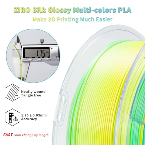 Image of ZIRO Fast Color Change PLA, Shine Multi Color 2.2lbs Filament,Lemon Shimmer