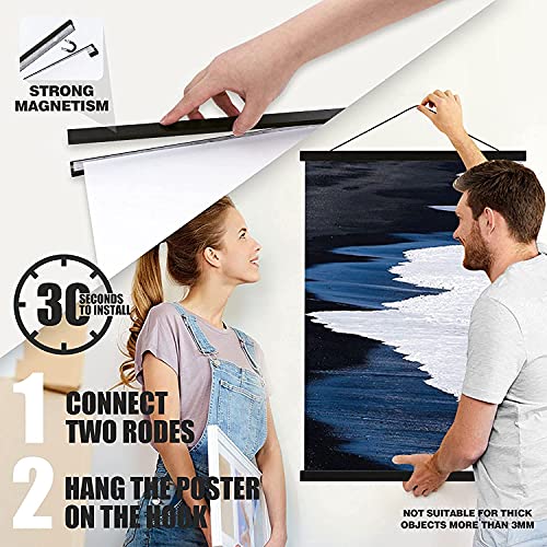Framvio Magnetic Wood Poster Hangers Frame 24X36 24X32 24X18 Quick Assembly And Easy Use, Wall No Damage, For Photo, Picture, Prints, Maps, Scrolls And Canvas Artwork (Black, 24 Inch) #TOP3