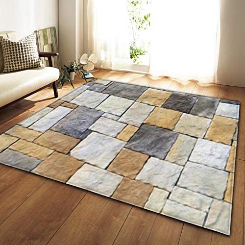CMYKYUH Alfombra Salon 200 x 300 cm Pared de ladrillo Gris Alfombrilla