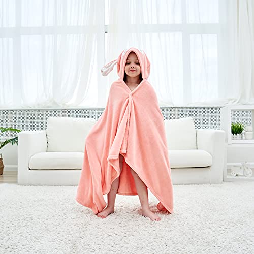 Hilmocho Serviette De Bain à Capuche Pour Enfants Bébé - Lapin Mignon 138x68CM Ultra Douce Et Absorbante
