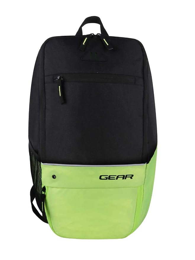 Gear Superior XL 16"/17L Small Water Resistant Backpack | Casual Backpack | College Bag |Travel Bag For Men/Women (Black - Fl. Green)